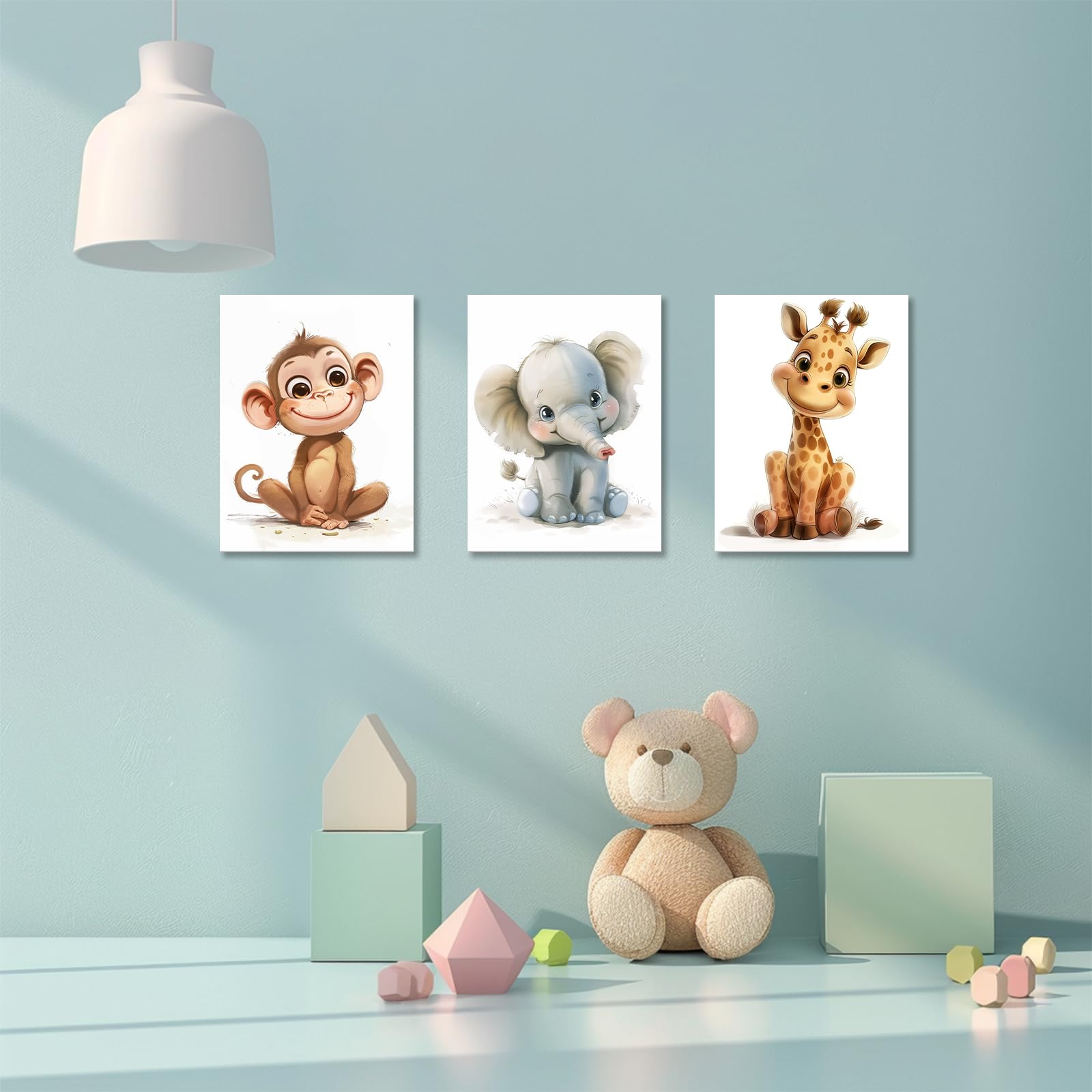 Stupell Kids Room 3-Piece Animal Wall Art Set - Elephant, Giraffe, Monkey Plaques, Each 10x15 Inches, Made In USA - View #4