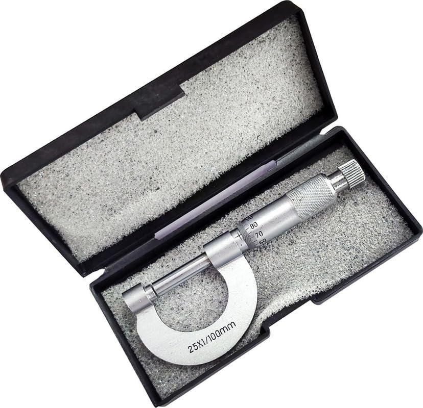 BLSCOPE - Micrometer Screw Gauge, Nickel Plated Brass - Range 0-25x0.01mm