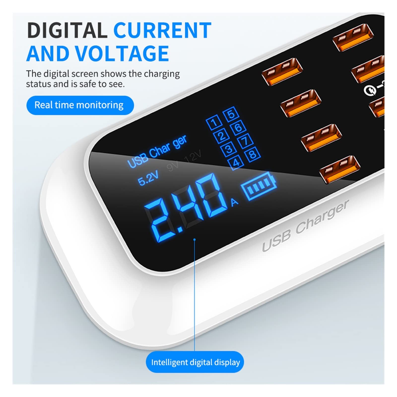 Stazione di ricarica multipla, Caricabatterie USB universale universale con supporto for telefono Adattatore da parete con presa di ricarica rapida Hub compatibile con cellulare, tablet e altro per pi