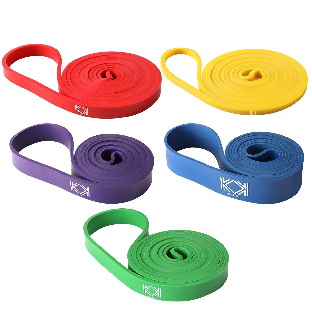 KK Resistance Bands, Pull Up Resistance Bands For Men & Women, Fitness Exercise Bands, Pull Up & Stretch Resistance Workout Bands In A Variety Of Strengths (Set: Yellow + Red + Green + Purple + Blue) — image 1