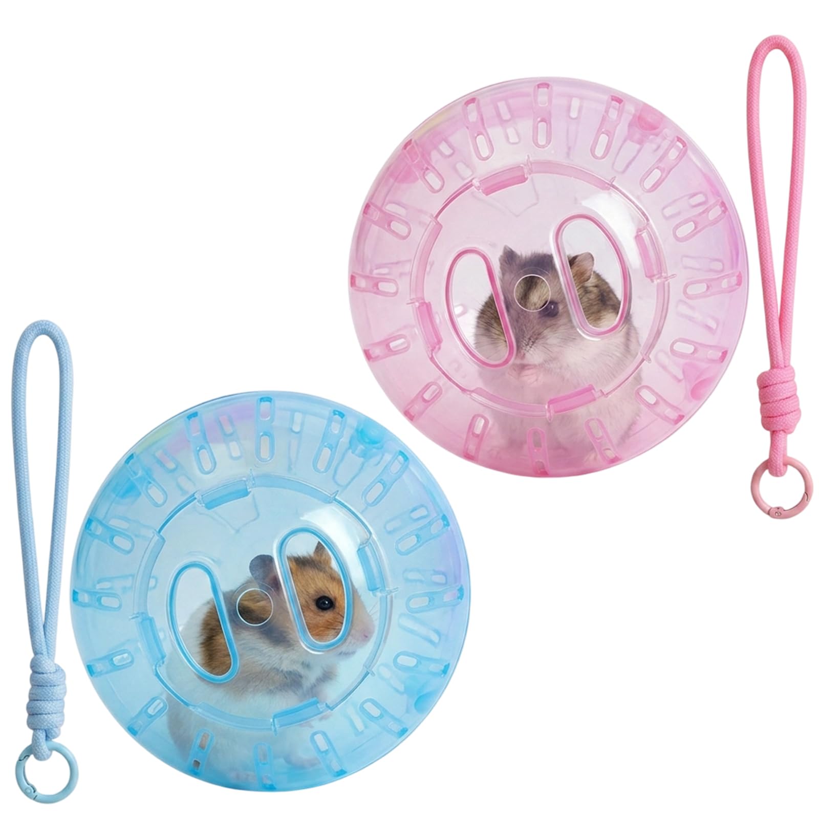 4Pcs Hamster Ball, Exercise Set with Hanging Strings, Interactive Play Activity for Small Pets, Secure Running Toy with Blue and Pink Colour Options, Ideal for Hamsters and Rodents