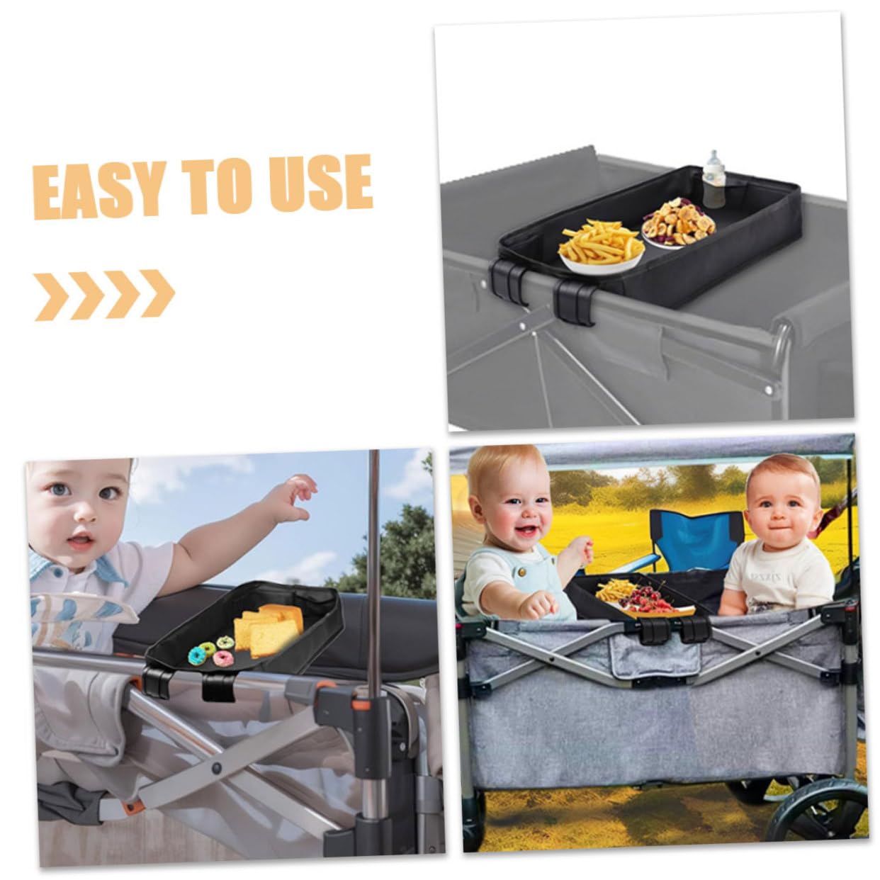 BESTonZON Vassoio Per Passeggino Porta Snack Clip Organizer Per Ragazzo Ragazza Ragazza e Ragazzo Piccoli in Tela Morbida Nero
