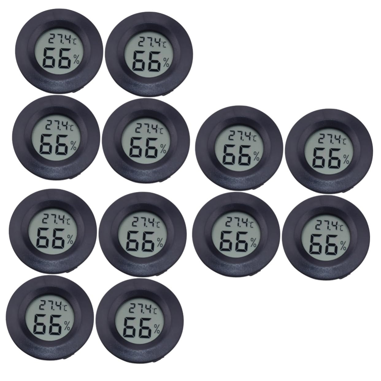 Abaodam 3 Sätze Thermometer Drinnen Reptilienfeuchtigkeitsanzeige Runden Digital Hygrometer Aquarium Terrarium Zubehör Temperatur- Und Luftfeuchtigkeitsmonitor Black 4pc*3