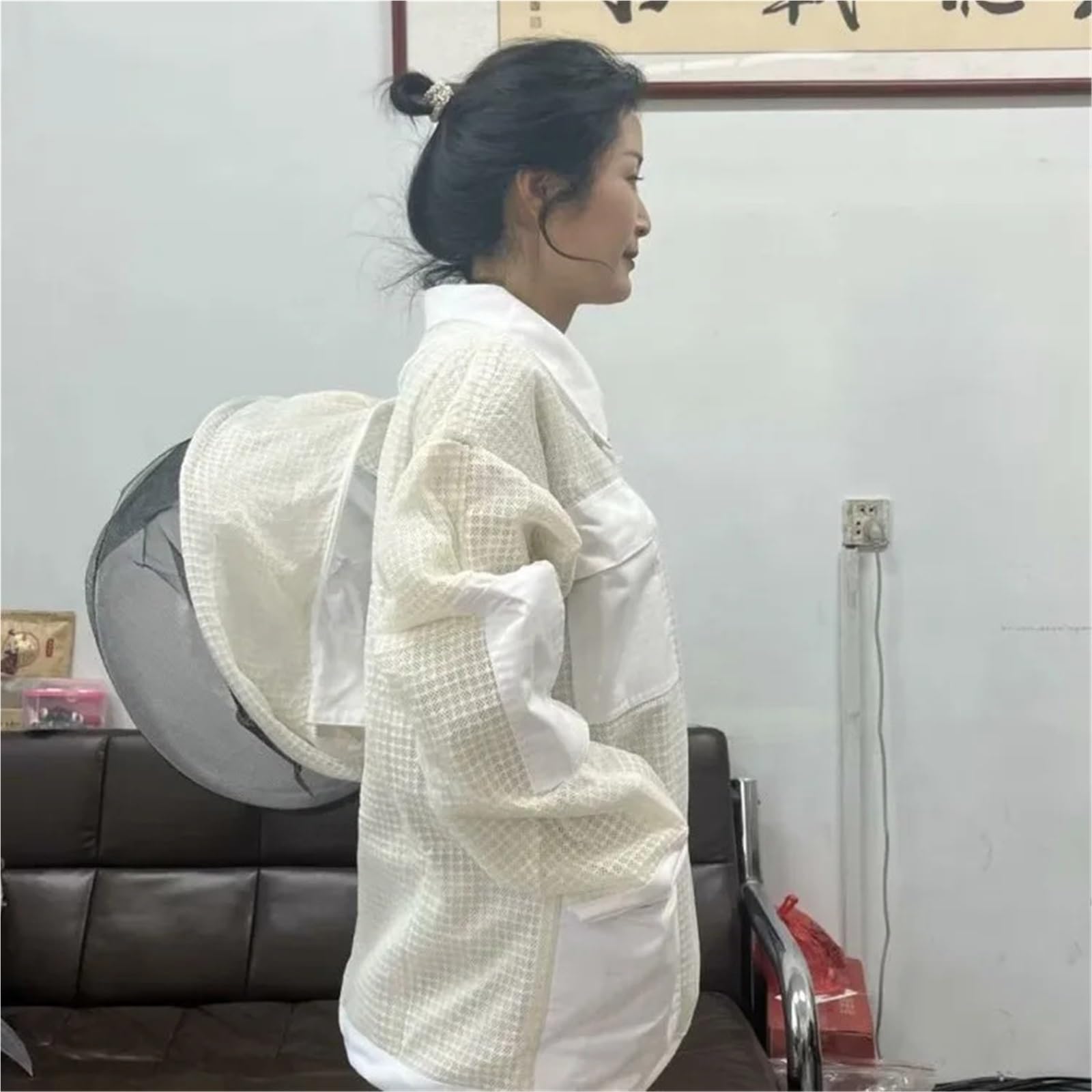 Traje de apicultor Profesional Ropa de apicultura medio cuerpo algodón transpirable, gruesa y antipicaduras 3D(White,XXL)