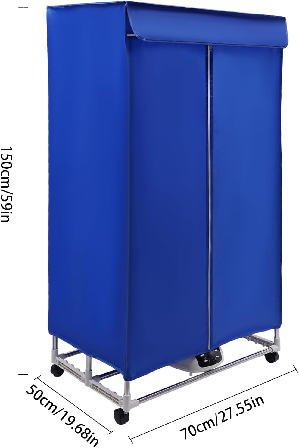 Portable Clothes Dryer, 1200-1500W Electric Dryer with 3 Gears 2-Tier Foldable Portable Travel Mini Dryer Machine with Stainless Steel Rack and 66lbs Capacity for Apartments RVs Homes (Blue)