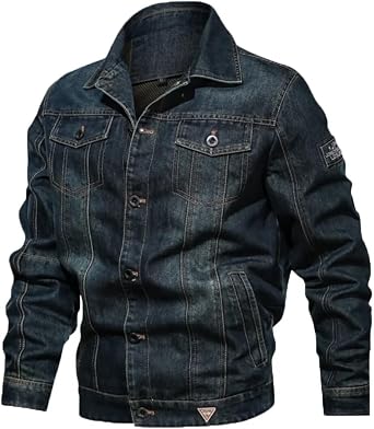 INVACHI Mens Jean Jacket Casual Lightweight Denim Jacket Fall And Winter Trucker Cargo Jacket with Pockets