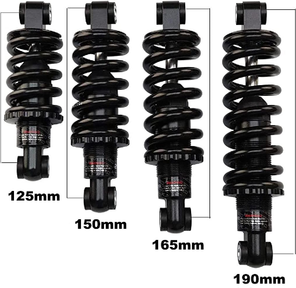 AuroraXQ Mountain Bike Rear Shock Rebound,preloaded Anodized Rear Shock Absorber 125mm(4.9")/150mm(5.9")/165mm(6.5")/190mm(7.5")(165mm,200lbs)