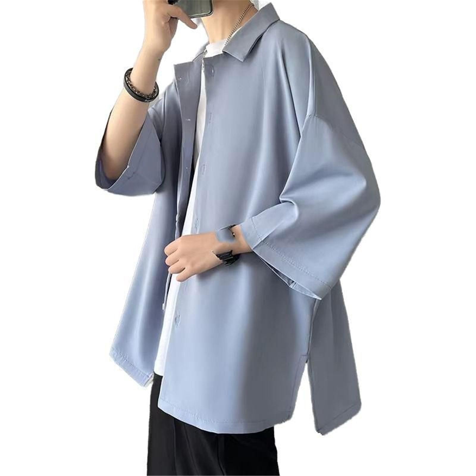 Chemise Oversize Streetwear Homme, Ample Demi-Manches fraîche décontractée été