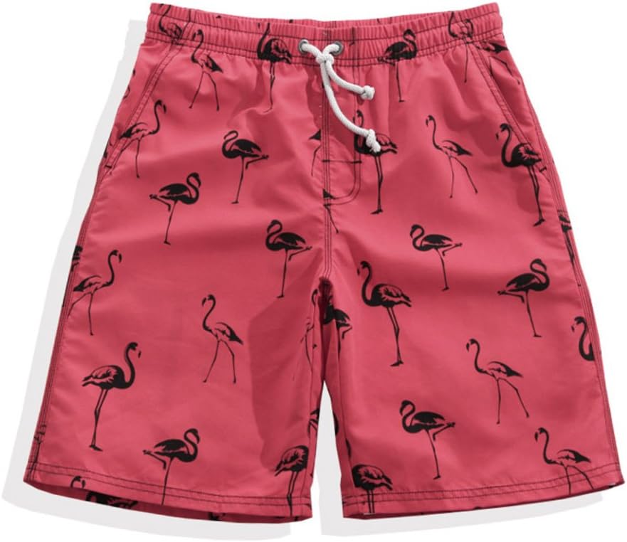Swimming Trunks Mens Red Flamingo Loose Beach Shorts Quick Dry