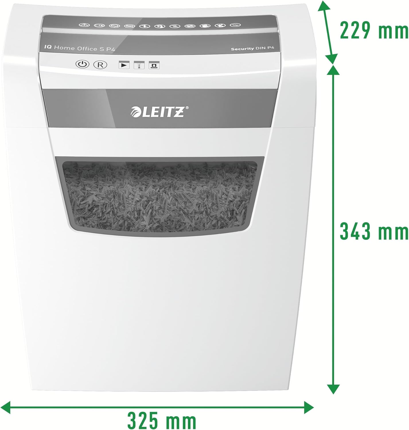 Leitz IQ Home Office S Paper Shredder, Capacity 9-8 Sheets (70-80 g/m²), Cuts Particles, Safety Level P4, 15 Litre Waste Container, Shredder, White, 80360000