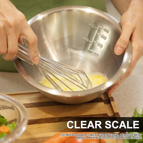 Miniatura 7 de Juego de cuencos de mezcla anidables, paquete de 10 cuencos de acero inoxidable con marcas de escala, cuencos para hornear, juego de mezcla para