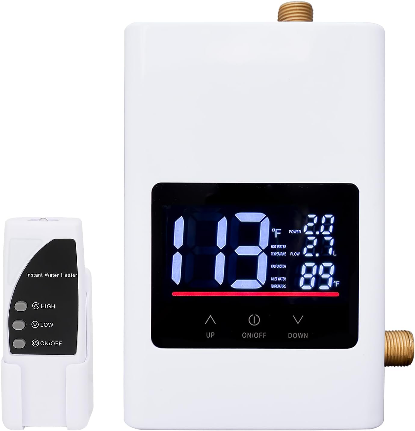 2026 Upgraded Tankless Water Heater Electric 110V Under Sink Small Hot Water Heater On Demand for Kitchen Bathroom 3000W Large Screen (White)