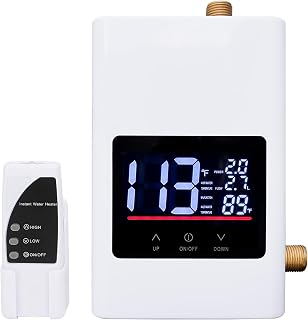 2025 Upgraded Tankless Water Heater Electric 110V Under Sink Small Hot Water Heater On Demand for Kitchen Bathroom 3000W Large Screen White