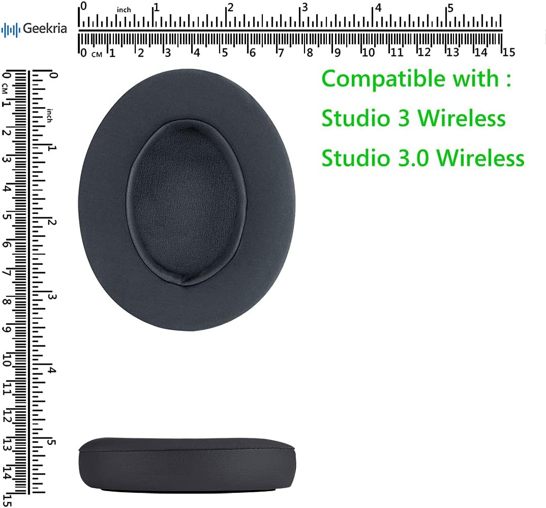 Geekria Sport Cooling-Gel Replacement Ear Pads for Beats Studio 3 (A1914), Studio 3.0 Wireless Headphones Ear Cushions, Headset Earpads, Ear Cups Cover Repair Parts (Dark Grey)