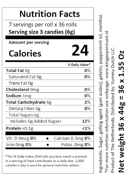 King Extra Stong Peppermint Rolls (36 Count Box)