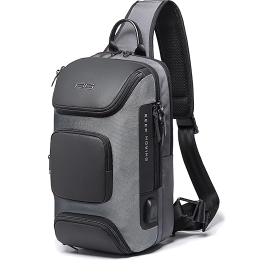 BANGE Mini Mochila Masculina Bolsa Transversal de Ombro Impermeável Pequena Pochete Premium com Detalhes em Couro Compacta com Diversos Bolsos e Compartimentos Shoulder Bag Bange