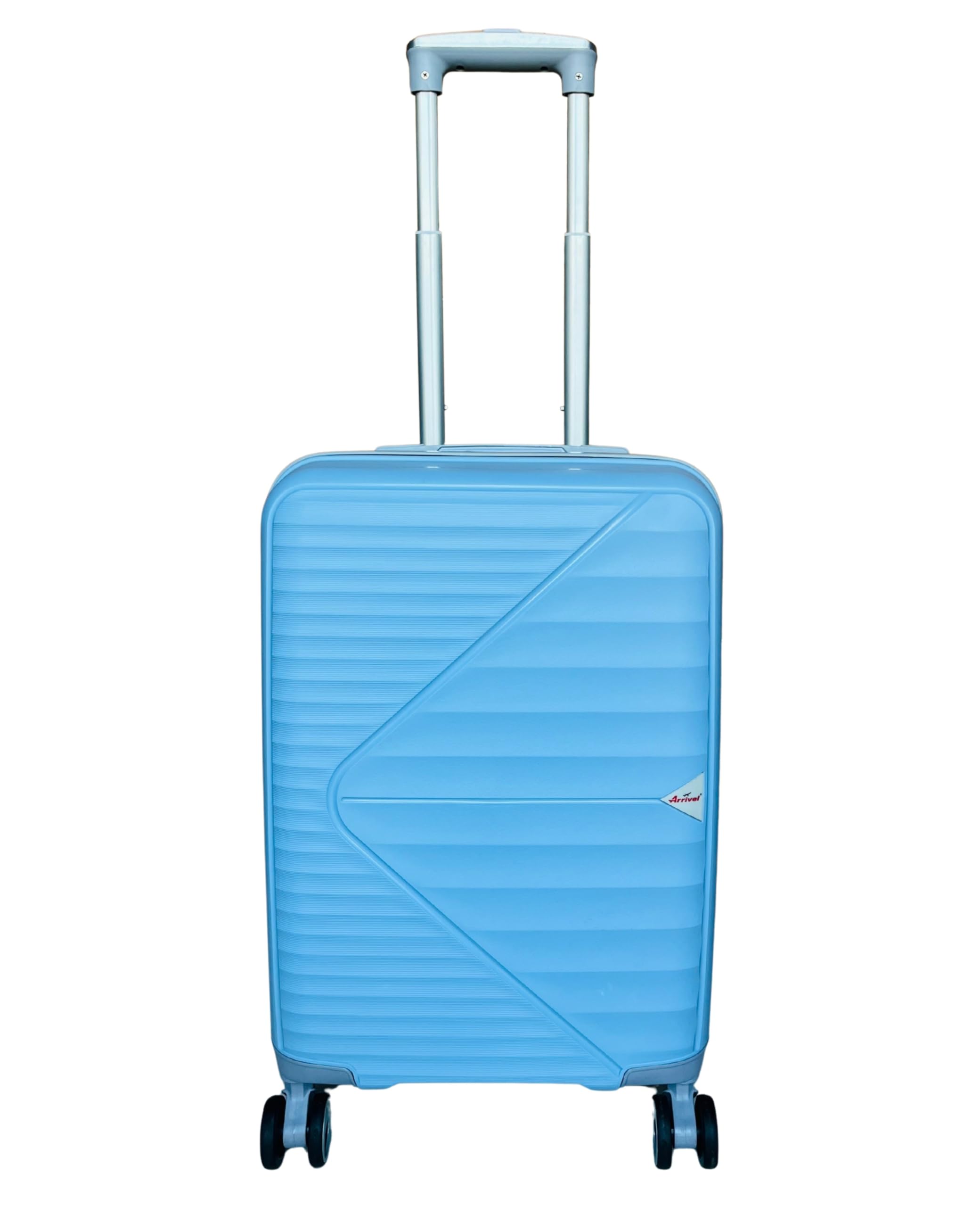 Arrival 55 cm Cabin Size Hard Case Suitcase | Lightweight Travel Trolley with 8 Spinner Wheels & Adjustable Handle | Carry-On Luggage for Flight & Travel 40 Litre (Sky Blue)