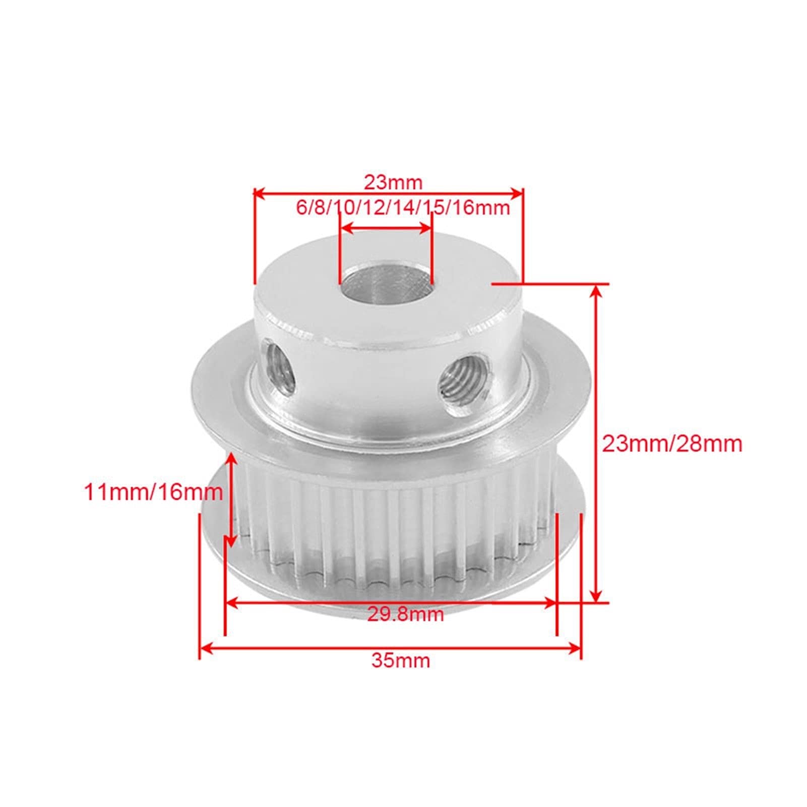 Timing Pulley 32 Teeth 3_M Timing Pulley, Bore 6/8/10/12/14/15/16mm, for Width 9/10/15mm HTD 3_M Synchronous Belt, HTD3M Pulley 32Teeth 32T (NO.1254)(for Belt Width 10mm,Bore 16mm)
