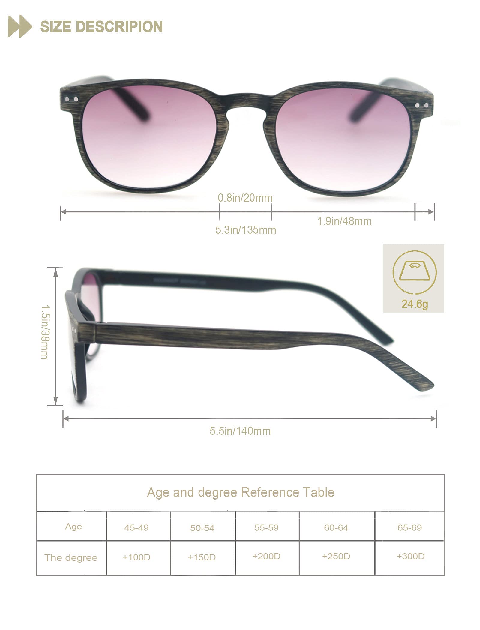 HEEYYOK 4 Pack Reading Glasses Mens Womens Unisex Retro Round Wood-Design Glasses for Reading Comfortable Lightweight Quality with Spring Hinge - Image 4