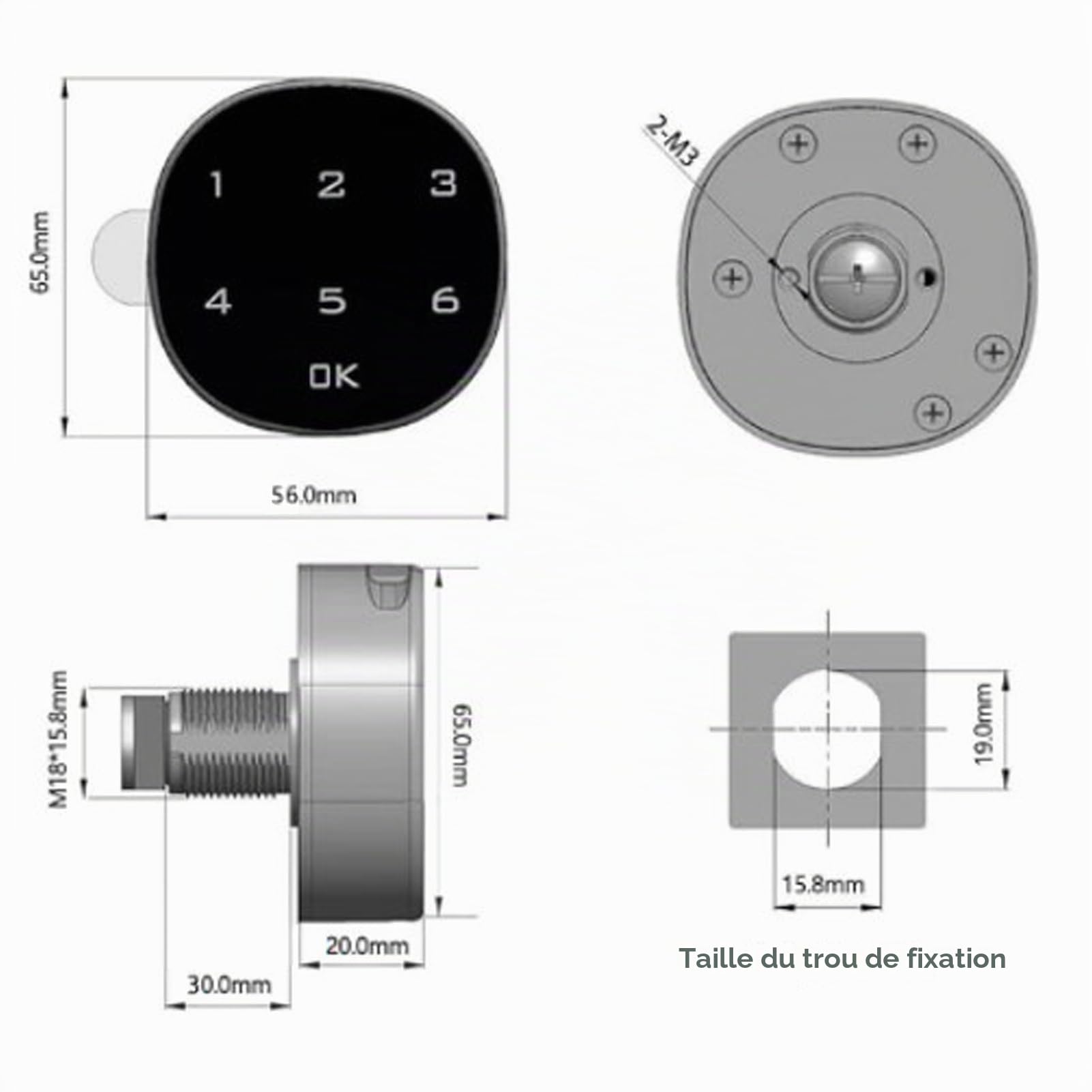 Serrure Électronique d'Armoire à Combinaison - Casier et Boîte aux Lettres à Code, Clavier Numérique Tactile pour Meuble