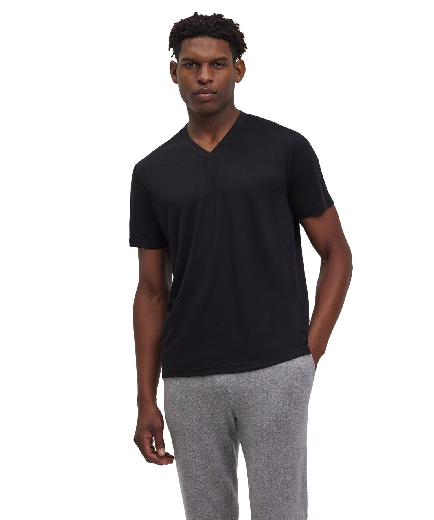 FALKE Basic Soft Lyocell/Cotton V-Neck tee M S/S SH Lyocell Algodón Suave Manga Corta Cómoda Ligera Camiseta Hombre (Pack de 1)