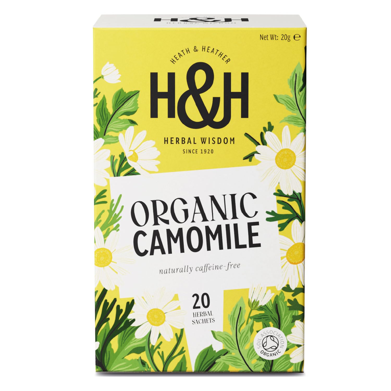 Heath & Heather - Organic Camomile Tea • Gentle Floral Infusion • Naturally Caffeine-Free • Vegan • Soothing & Calming Wellness Tea • 20 Tea Bags