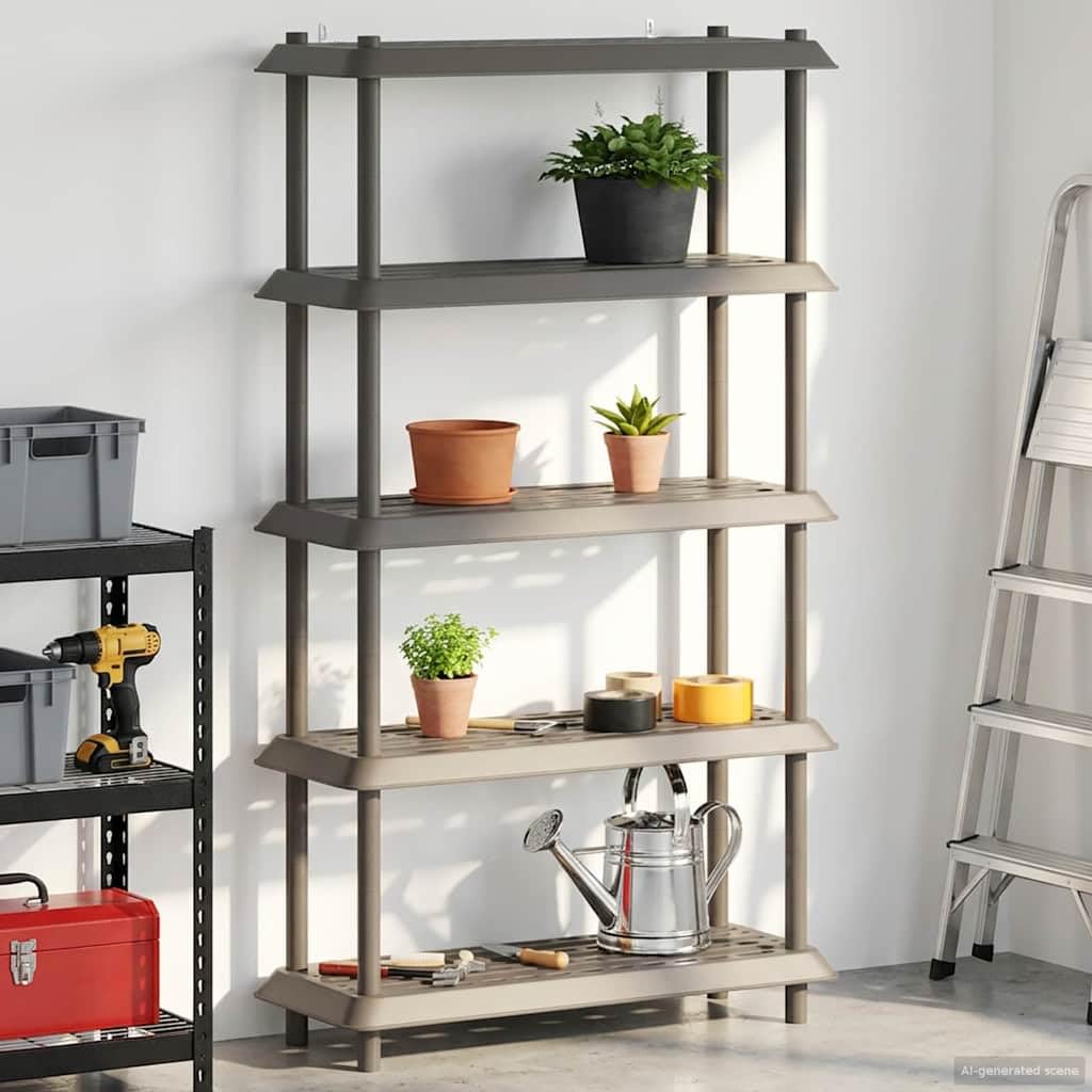 Scaffale a 5 ripiani, 100 x 40 x 177 cm, in polipropilene, grigio