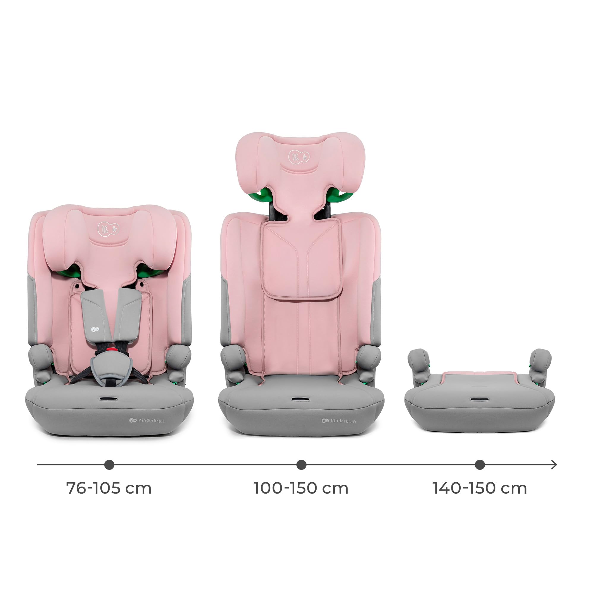 Kinderkraft I-COMFY fotelik samochodowy i-Size 76–150 cm, ISOFIX z nogą stabilizującą, bezpieczny i wygodny, regulowany zagłówek, ochrona boczna SPS, 5-stopniowy reclining, Pink