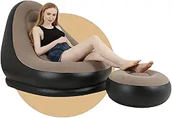 Poltrona Inflável Rápido Portátil Com Banco De Apoio Para Os Pés