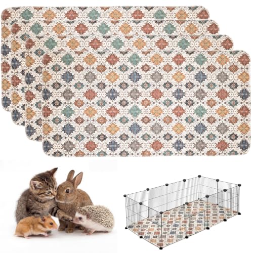 Image of 4PACK Washable Guinea Pig Pee Pads,Absorbent Reusable Guinea Pig Cage Liners,Waterproof,Leak-Proof & Non-Slip Potty Pads for Small Animals Rabbit Hamster Rat.(Colorful Day,24 inchx48 inch)