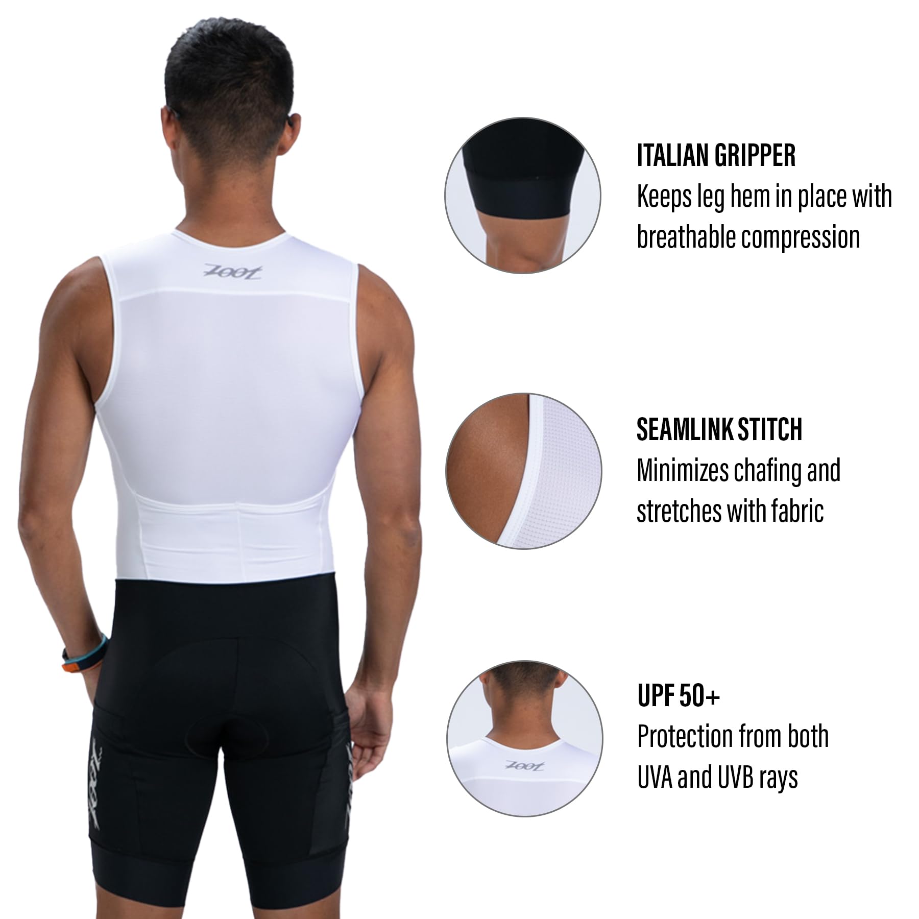 Zoot Herren Core Sleeveless Tri Aero SLVS FZ Racesuit, schnelltrocknender, ärmelloser Triathlon-Anzug mit Chamois & Race Storage