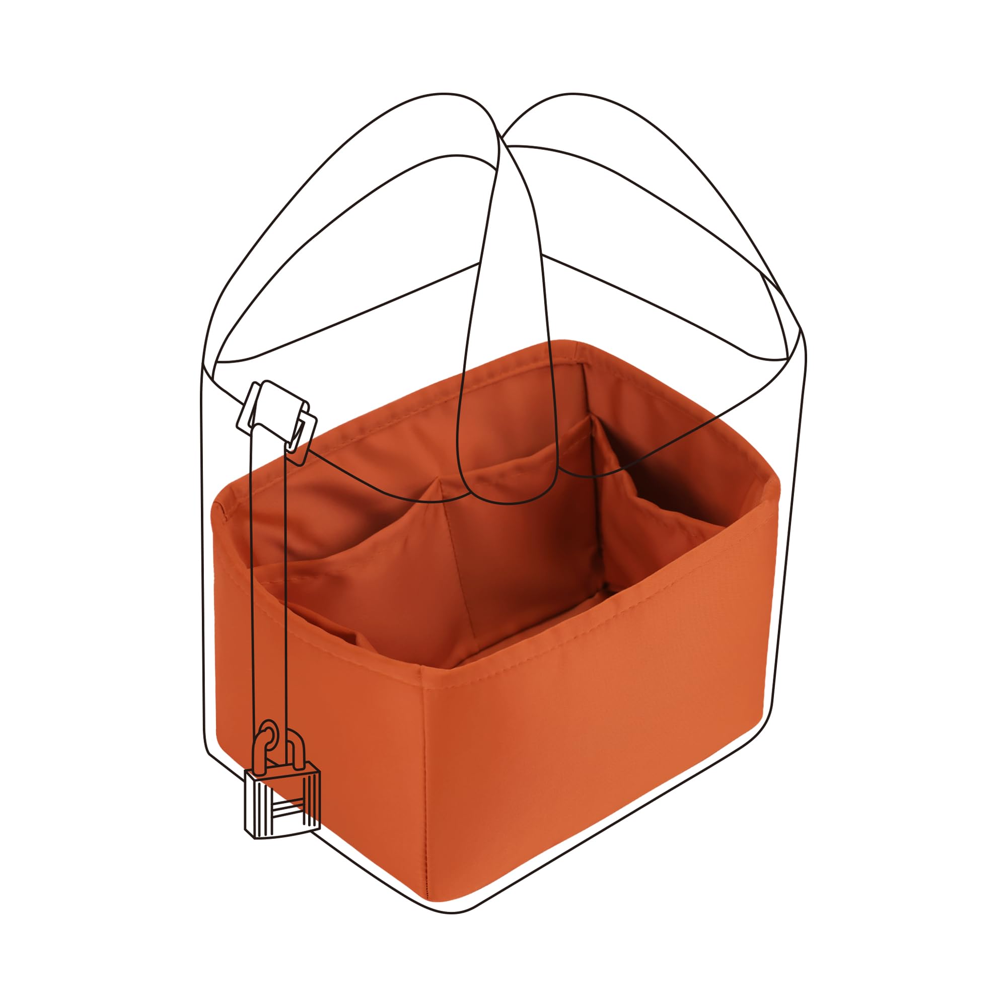 Dgaz Women's Feu Orange Silk Handbag Organizer Fits Picotin18/22Bags, Silky Smooth, Luxury Handbag Tote In Bag Shapers (, Pc18)
