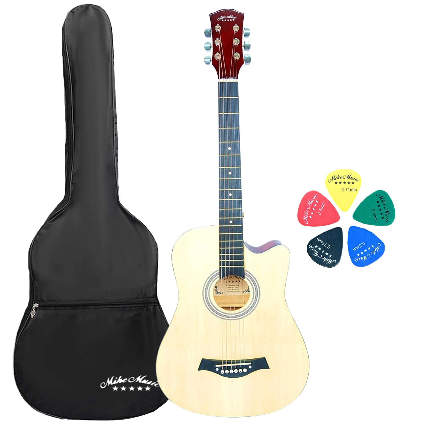 Acoustic Guitar for Beginner 38 Inch Full Size 6-Strings Acoustic Guitar Set for Adult Teen With Accessories Gig Bag, Picks, Right Hand (Natural Glossy)