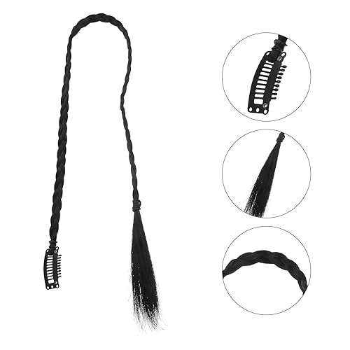 Miniatura 5 de KALLORY 4 piezas de peluca trenzada larga trenzada, extensión de cola de caballo sintética, extensiones trenzadas, extensiones de cabello,