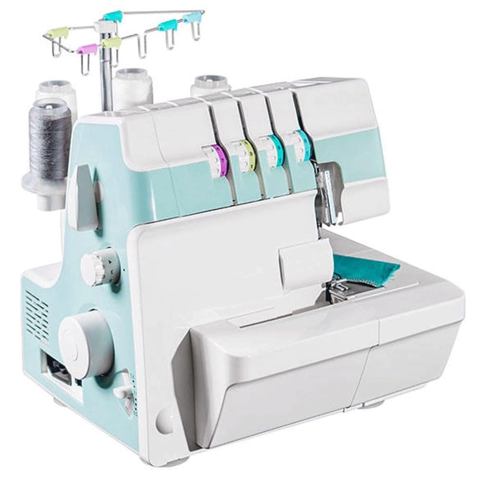 Coverstitch Serger Overlock Maszyna do szycia z 2-3-4 ściegami, pułapką wykończeniową i zatrzaskowymi stopkami, regulowany miernik dla początkujących i profesjonalistów