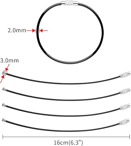 Miniatura 5 de Llavero grande de alambre de cable para coche, llaveros de bucle resistente, anillos de mosquetón de acero inoxidable