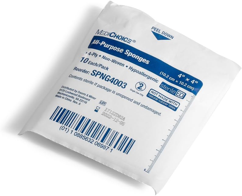 MediChoice All-Purpose Sponge, Non-Woven, Sterile, Hypoallergenic, 4x4 Inch, White, 1314SPNG4003 (Case of 160)