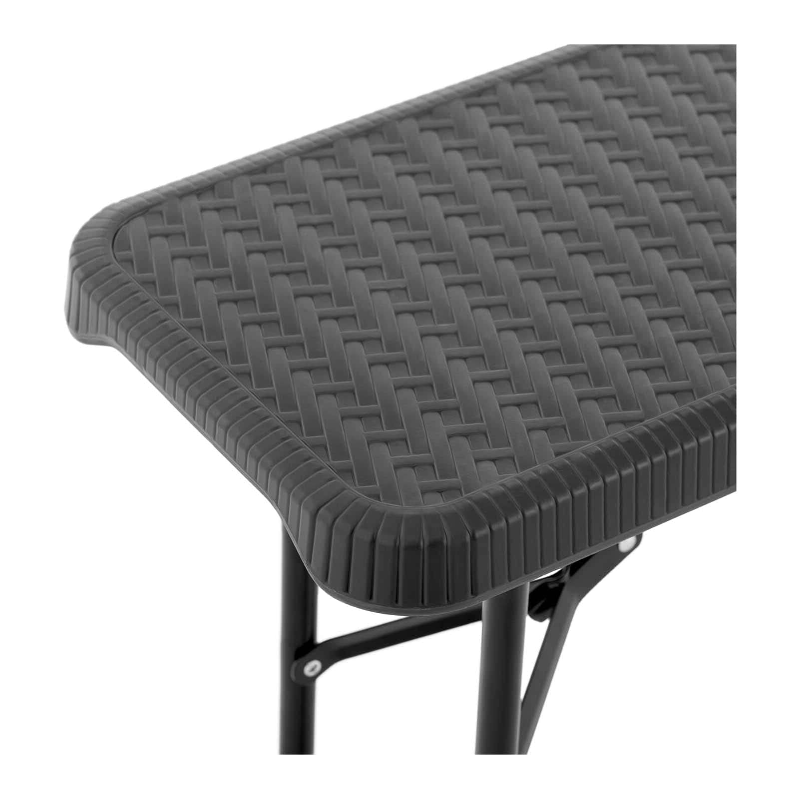 Royal Catering RC-FB_2 Bierbank 1830 x 300 x 430 mm 300 kg drinnen/draußen Schwarz Gartenbank Kunststoff Klappbank
