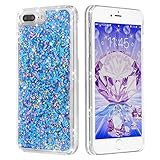iPhone 7 Plus Case,iPhone 7 Plus Liquid Case,BCMRUN Novelty Design Glitter Bling Sparkles Shinny Hearts Flowing Liquid Anti Scratch Bumper Hard Case for Apple iPhone 7 Plus (Blue Diamonds)