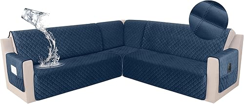 Miniatura 33 de HDCAXKJ Funda impermeable para sofá modular esquinero, de terciopelo en forma de L, para mascotas y perros, suave, resistente, en forma de U, juego