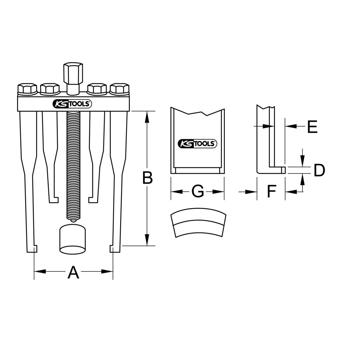 KS Tools 2-Leg Steering Wheel Puller - Image 3