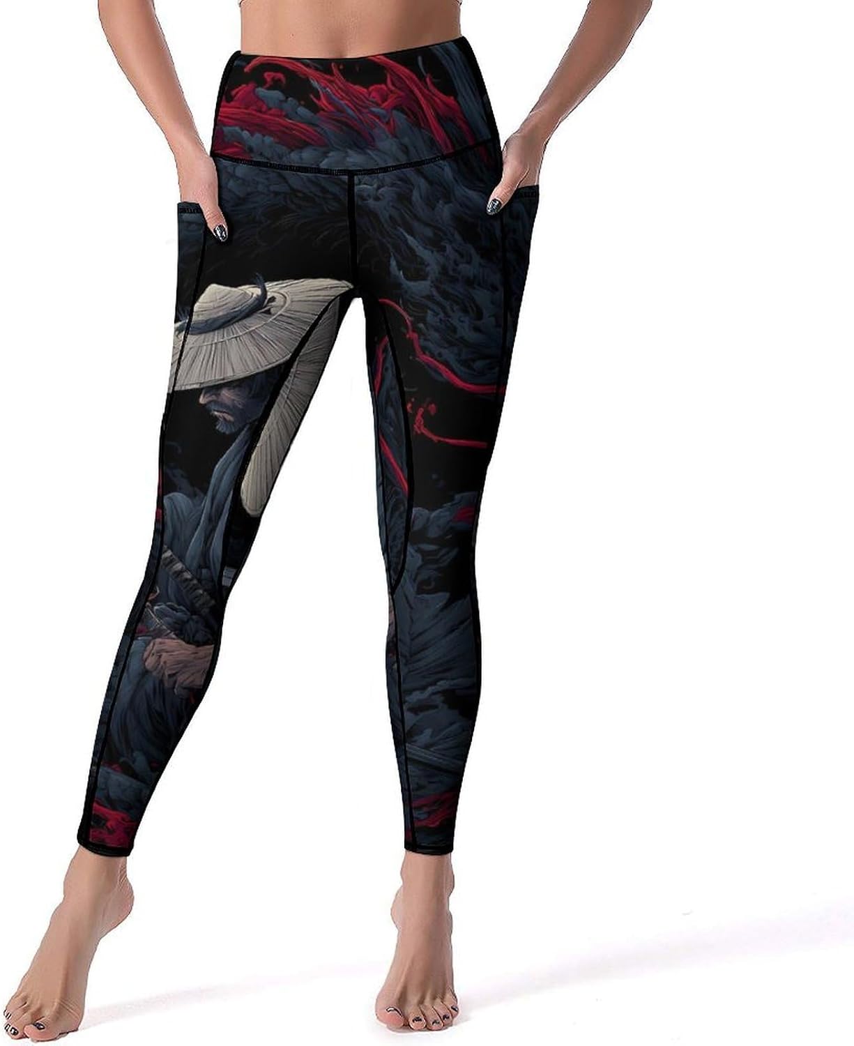 Funny Japanese-Samuraies Women's Leggings High Waisted Yoga Pants Workout Athletic Running Pants