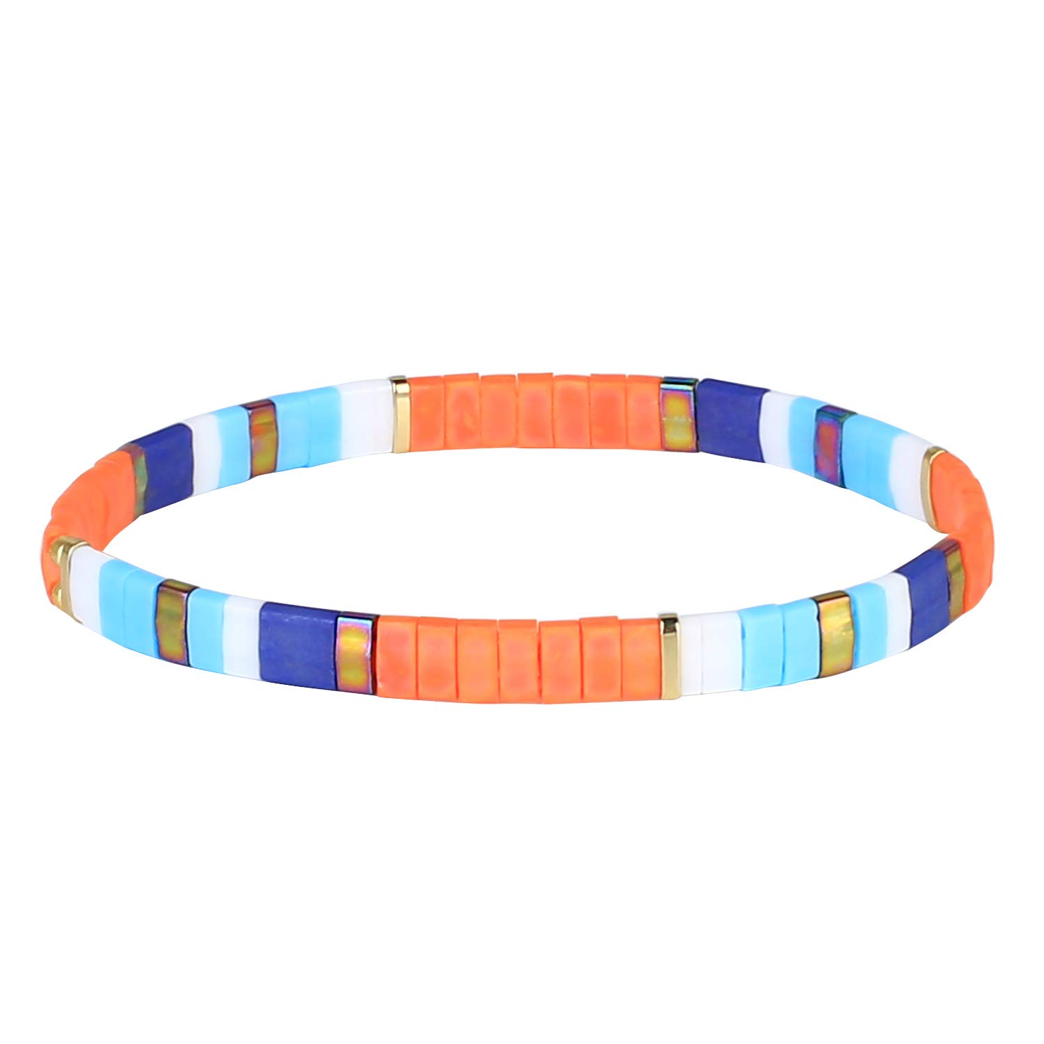 KELITCH Damen Charme Stretch Bracelets Colorful Freundschaft Armbänder Candy Tila Perlen Strang Armbänder