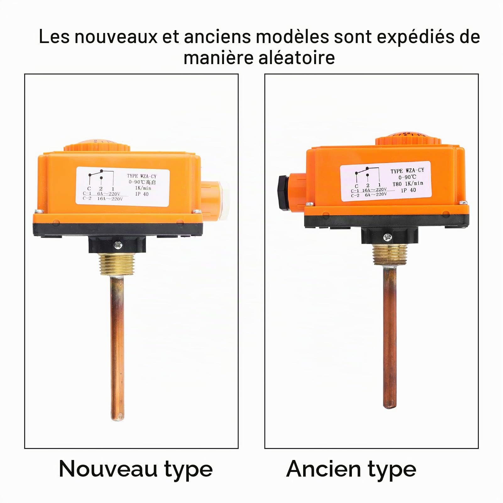 Thermostat d'immersion, Thermostat avec sonde à Distance, Démarrage à Haute Température de 90° C, Pièces de Système de Chauffage pour Canalisation d'eau Chaude