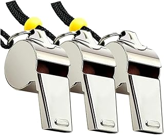 INOOMP Apito esportivo de 3 peças, apito de futebol apito de sobrevivência apito para adultos apitos com cordão apito salva-vidas de aço inoxidável apito de torcida apito infantil para festa