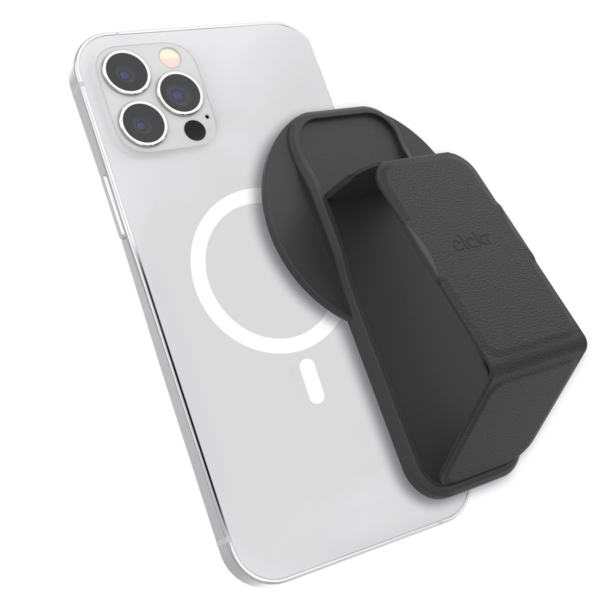 CLCKR Phone Holder & Grip for MagSafe, Adjustable Magnetic Stand & Finger Holder, Designed for iPhone 14 Pro, 14 Pro Max, 14, 14 Plus, iPhone 13 Pro, 13 Pro Max, iPhone 12 Models – Black