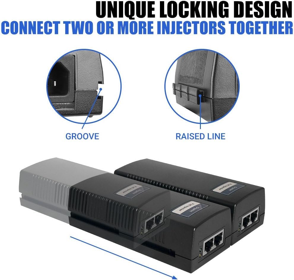 Image of BV-Tech 90W PoE++ Injector (802.3bt) - Gigabit Single Port Power Over Ethernet, 10 /100 /1000Mbps, Plug & Play, Up to 100m (325ft) Extension, Ideal for High-Power PTZ Cameras & VoIP Videophones