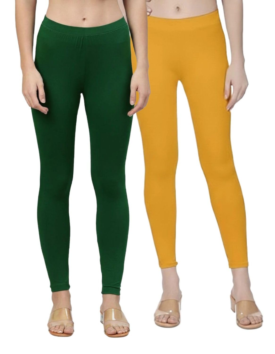 ZAYANQA Pack of 2 Slim Fit Women/Girls Solid Stretchable Cotton Ankle Length Leggings with Wide Elastic Waistband |Western and Ethnic wear Leggings for Women|Fashionwear|-image-38