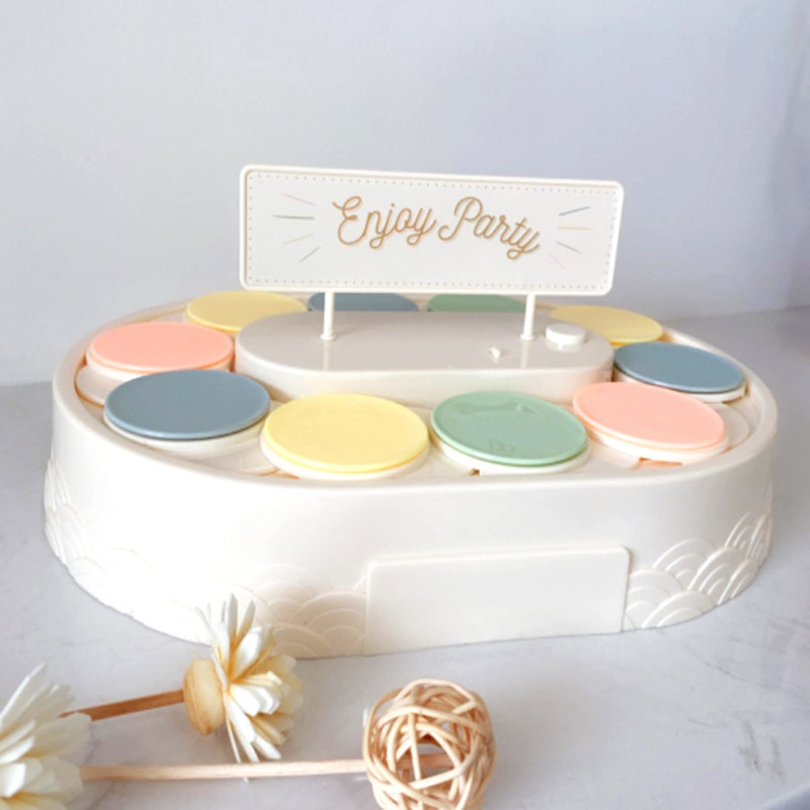 Juego de 11 Piezas para Soporte de Pasteles con Base Giratoria, Soporte para Cupcakes, Bandeja Y Espacio de Almacenamiento para Una Presentación,