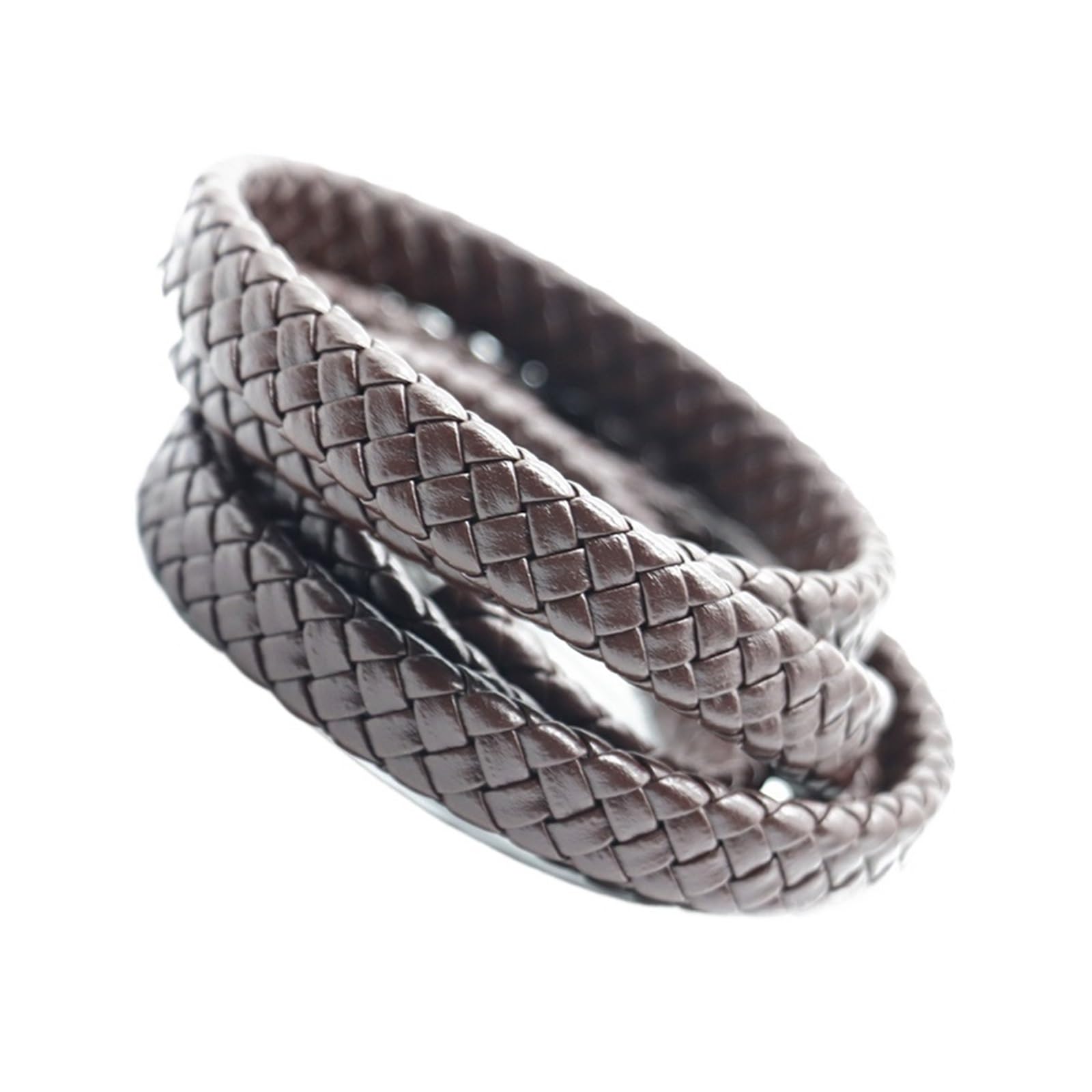 Genuine Braided Leather Cord 1 Meter 12x6mm 8x4mm Flat Braided PU Leather Cords for DIY Bracelet Jewelry Making Findings(Brown 8x4mm)